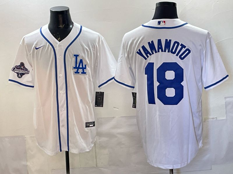 Men 2026 Nike Los Angeles Dodgers #18 Yamamoto White Game MLB Jersey 03